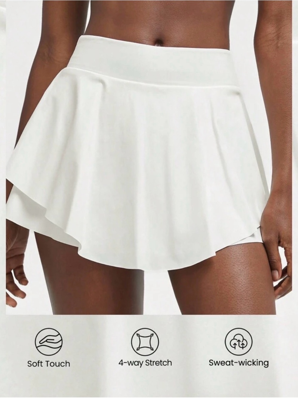 Women’s White Skater Skirt with Built-In Shorts